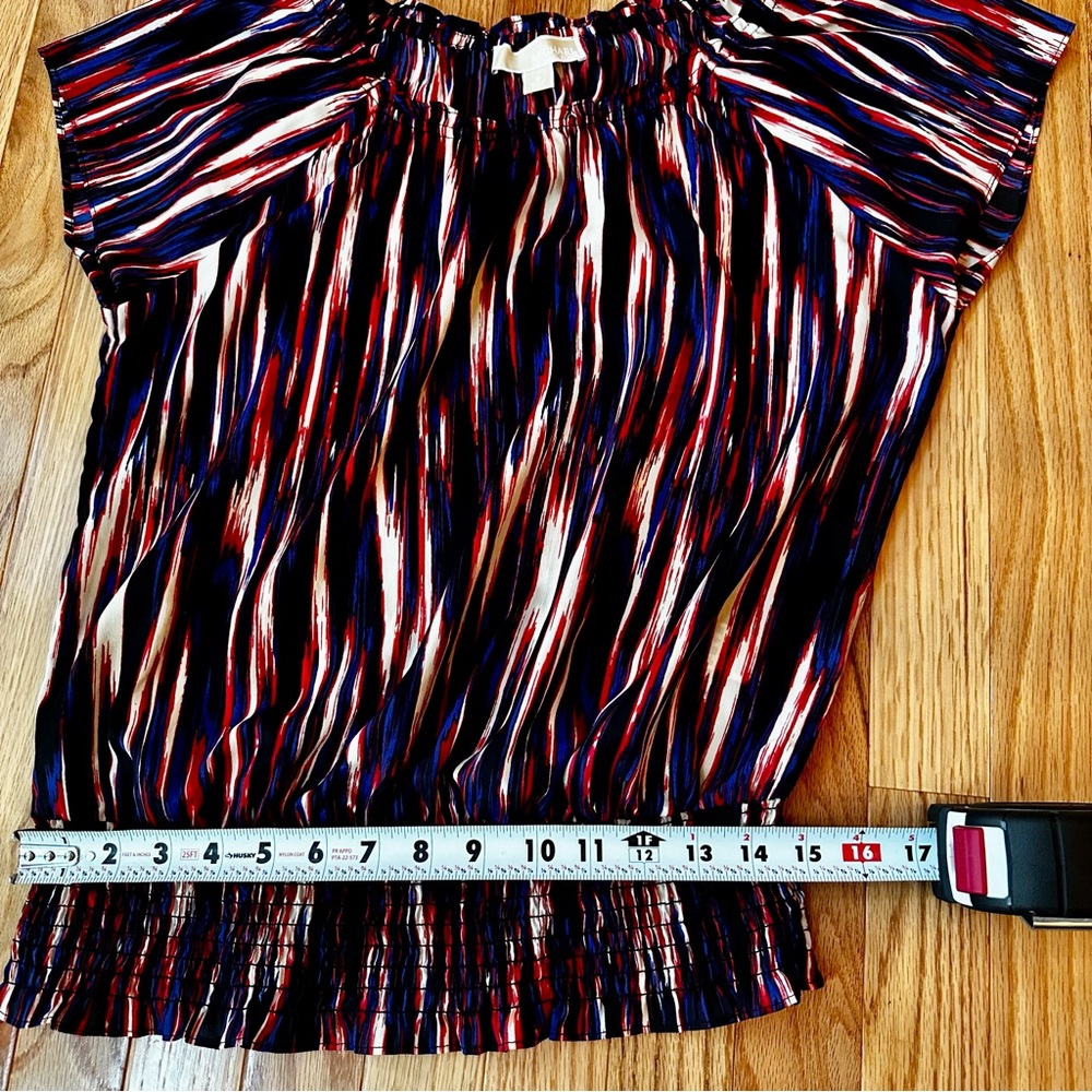 Michael Kors Red, Black, and Blue Striped Blouse - Picture 5 of 6